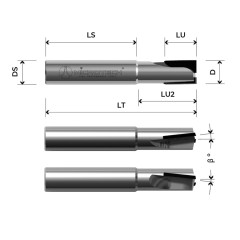 PCD diamantfrees H 3,5mm Z2 met afwisselend positieve en negatieve snijkanten HW lichaam