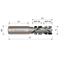 Helical PCD diamond cutter with double rotation for contouring