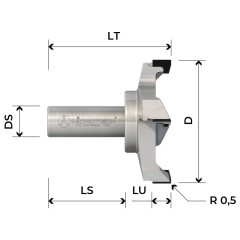 Diamond surfacing cutter for planing and rebates