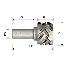 Helical diamond grinding router bit Z3+3 54.9° axial