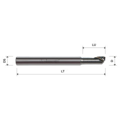 HW positive Z1 helical end mill for aluminium machining