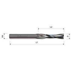 HW positive Z2 helical end mill for profiling cutting and shaping