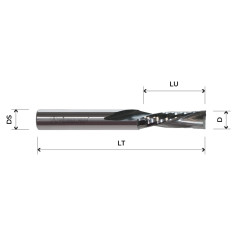 Fresa helicoidal HW Z2 negativa para contornear cortar y perfilar madera