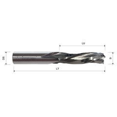 Fresa helicoidal HW negativa Z3 para CNC contornar e cortar