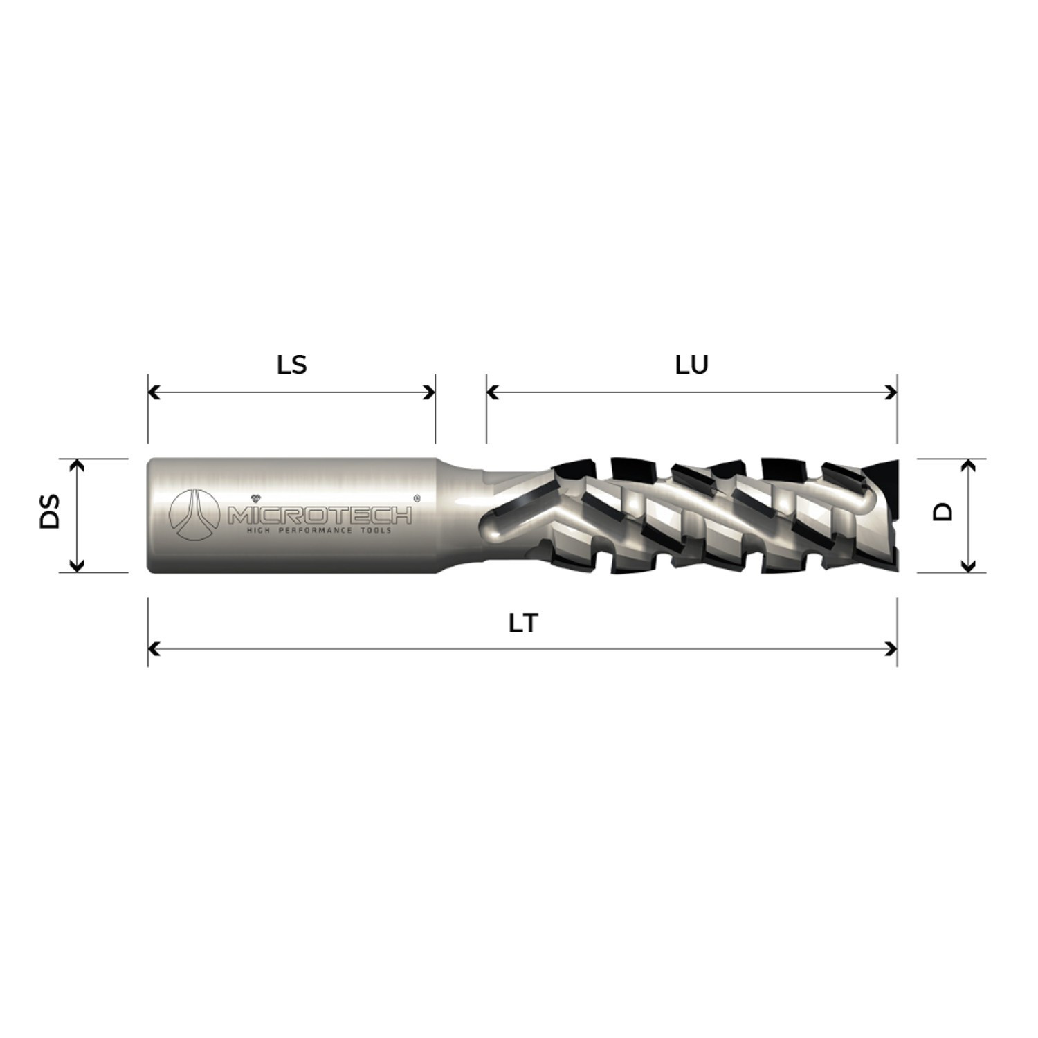 Fresa elicoidale in diamante Z2+2 assiale 30° corpo in acciaio PCD H4,5 mm Fresa elicoidale in diamante Z2+2 assiale 30° corpo in acciaio PCD H4,5 mm