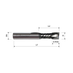 Fresa helicoidal de metal duro up down para contornar cortar e perfilar Z2+2