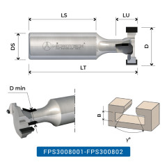 Fresa T-SLOT in diamante per cave profili di alluminio Z2+2