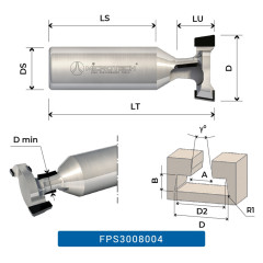 Fresa T-SLOT in diamante per cave profili di alluminio Z2+2