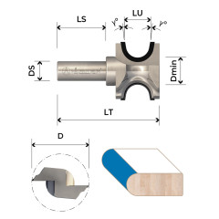 Fresa in diamante mezzo tondo Z2