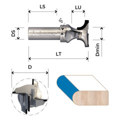 PCD half round shank cutter Z2+2