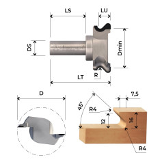 PCD shank cutter for handle - Profile 10