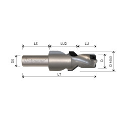 PCD blind holes drilling bit Z2+2 with countersink