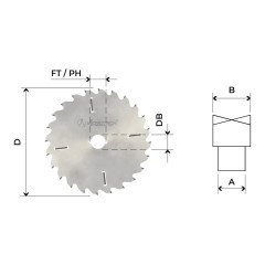 Lâmina circular HW com rasantes para multilâminas