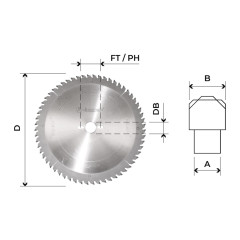 HW circular blade with positive teeth for non-ferrous metals