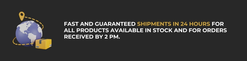 Fast and reliable shipping within 24 hours for all in-stock products and for orders placed before 2:00 PM.